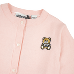 Moschino Kids Baby Cotton Cardigan Bear Batch Pink kids cardigans Moschino   