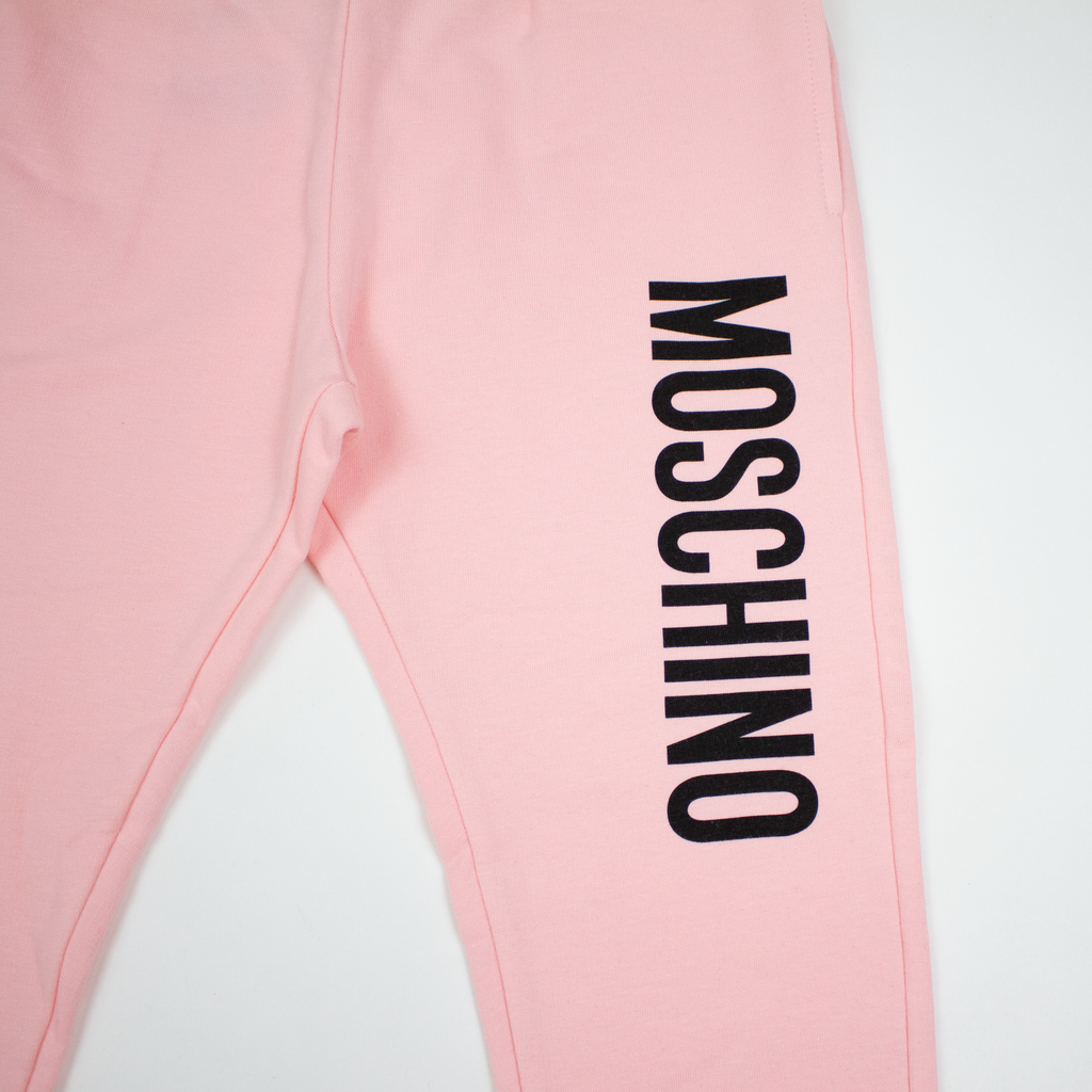 Moschino Kids Logo Cotton Sweatpants Pink