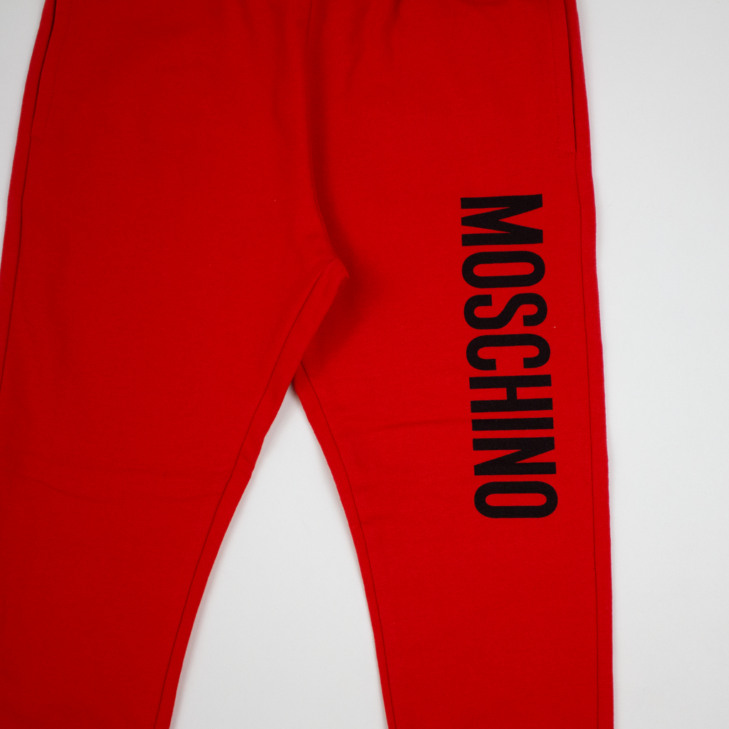Moschino Kids Logo Cotton Sweatpants Red