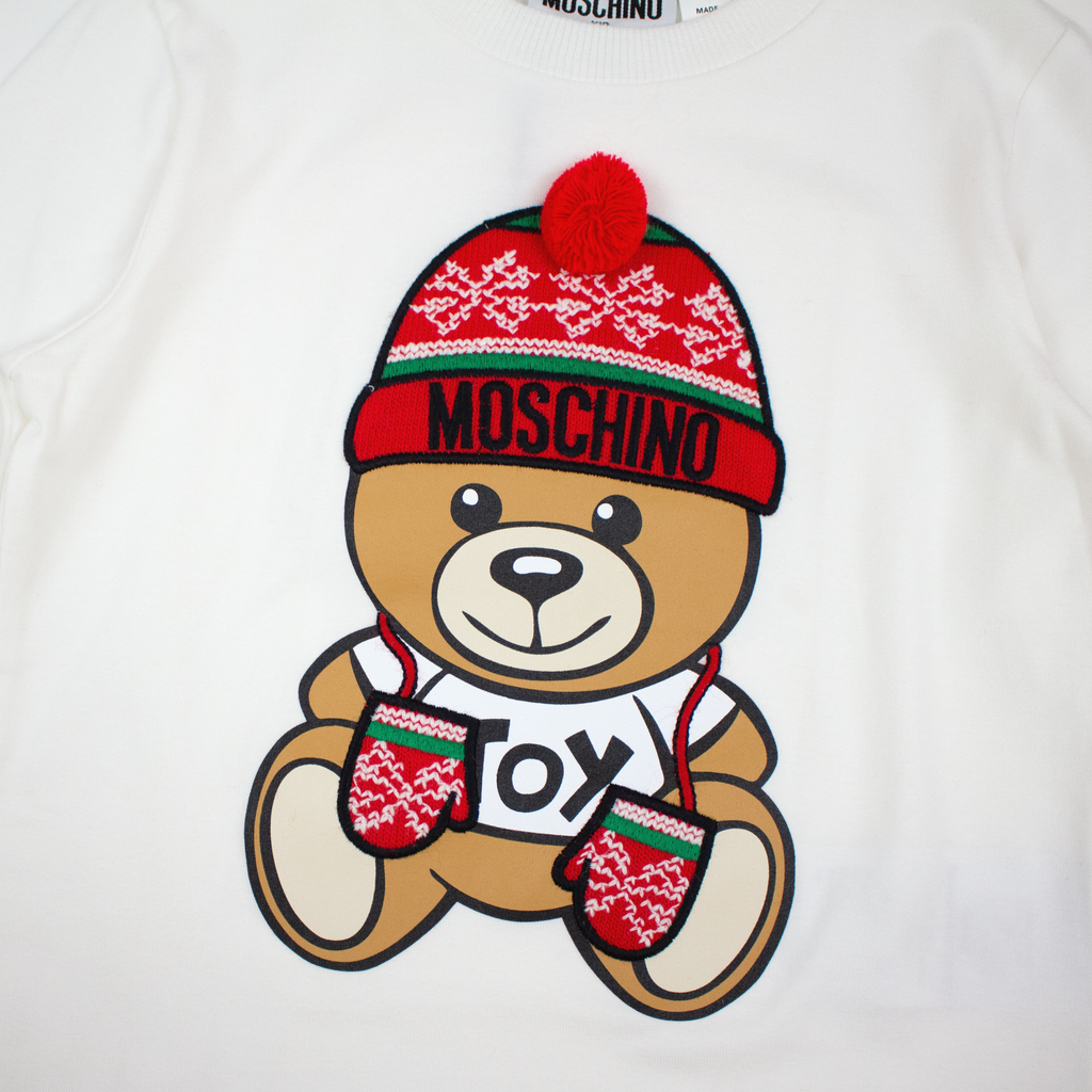 Moschino Kids Pompom Winter Bear LS T Shirt