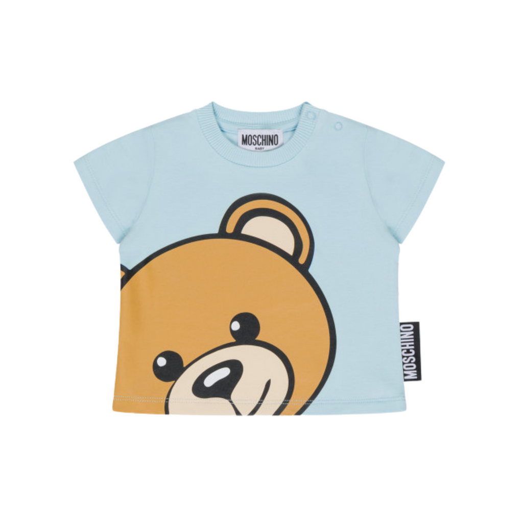 Moschino Baby Large Bear Logo T Shirt Blue