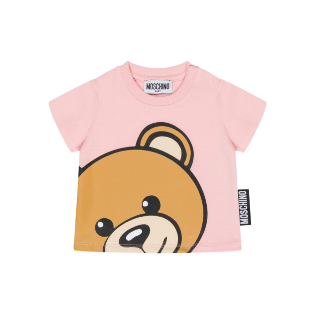 Moschino Baby Large Bear Logo T Shirt Pink