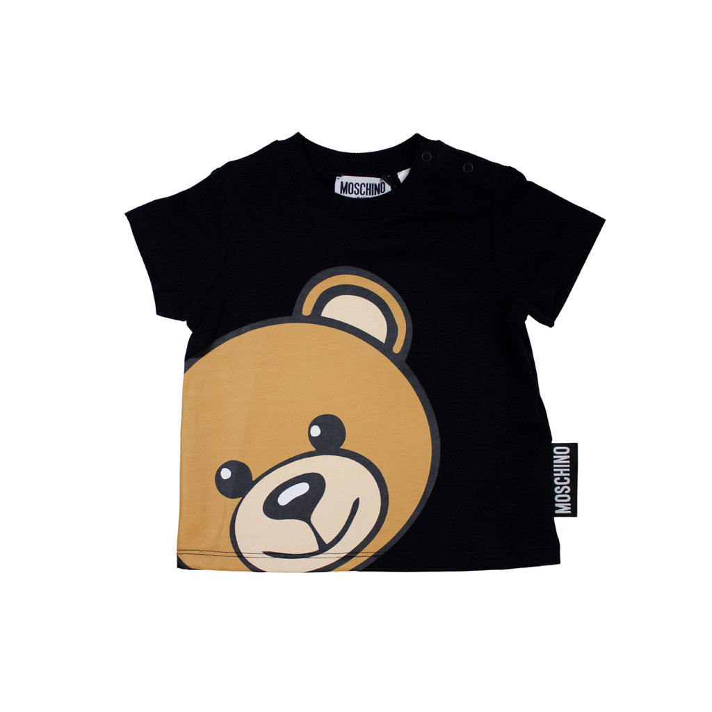 Moschino Baby Large Bear Logo T Shirt Black