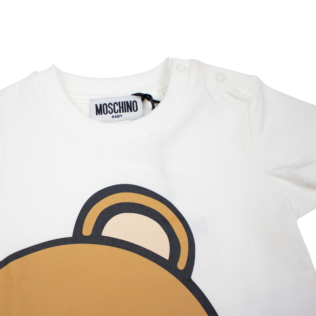 Moschino Baby Large Bear Logo T Shirt White