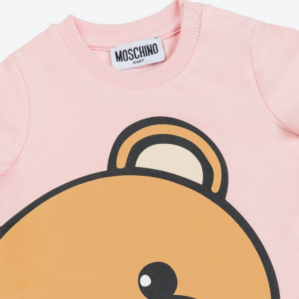 Moschino Baby Large Bear Logo T Shirt Pink