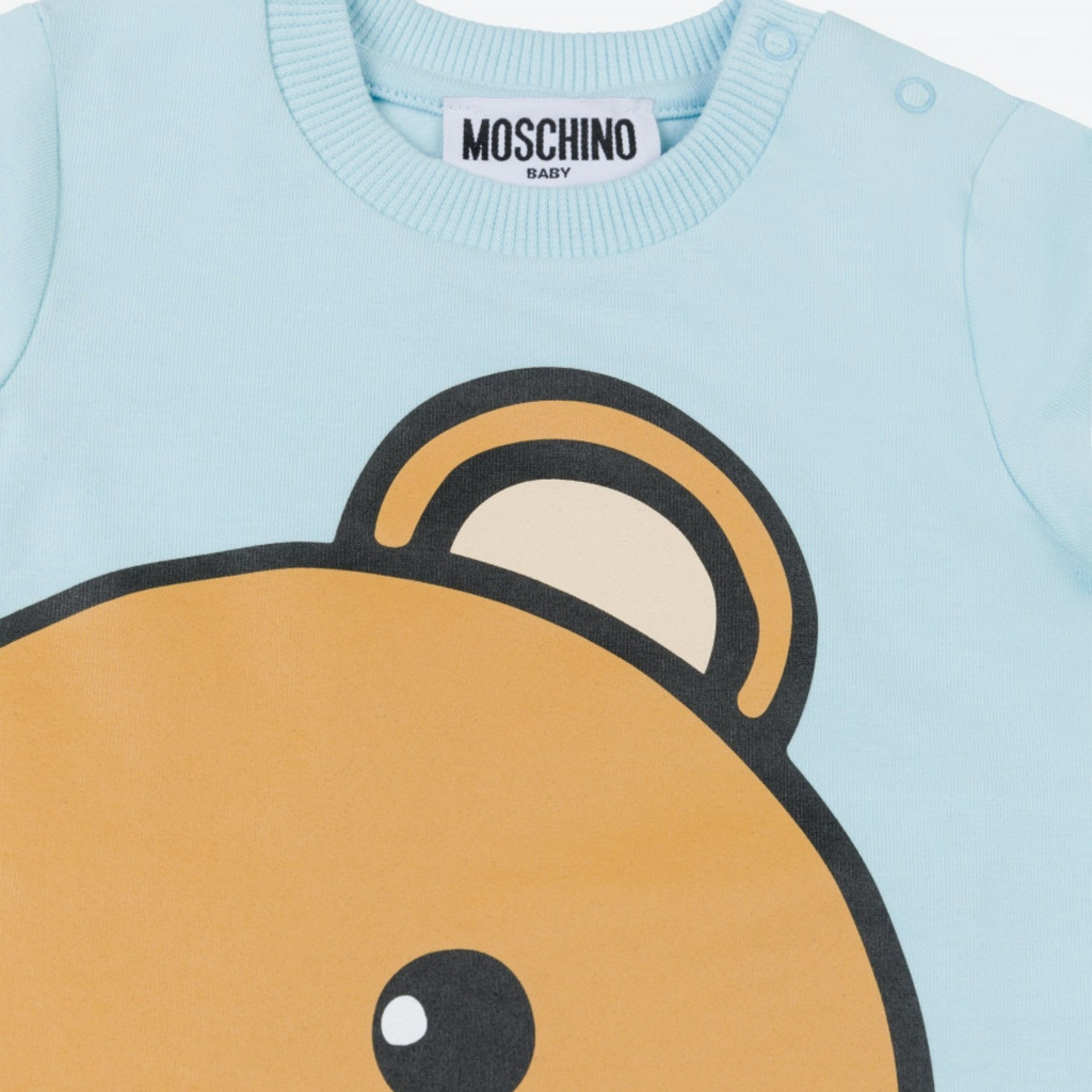 Moschino Baby Large Bear Logo T Shirt Blue