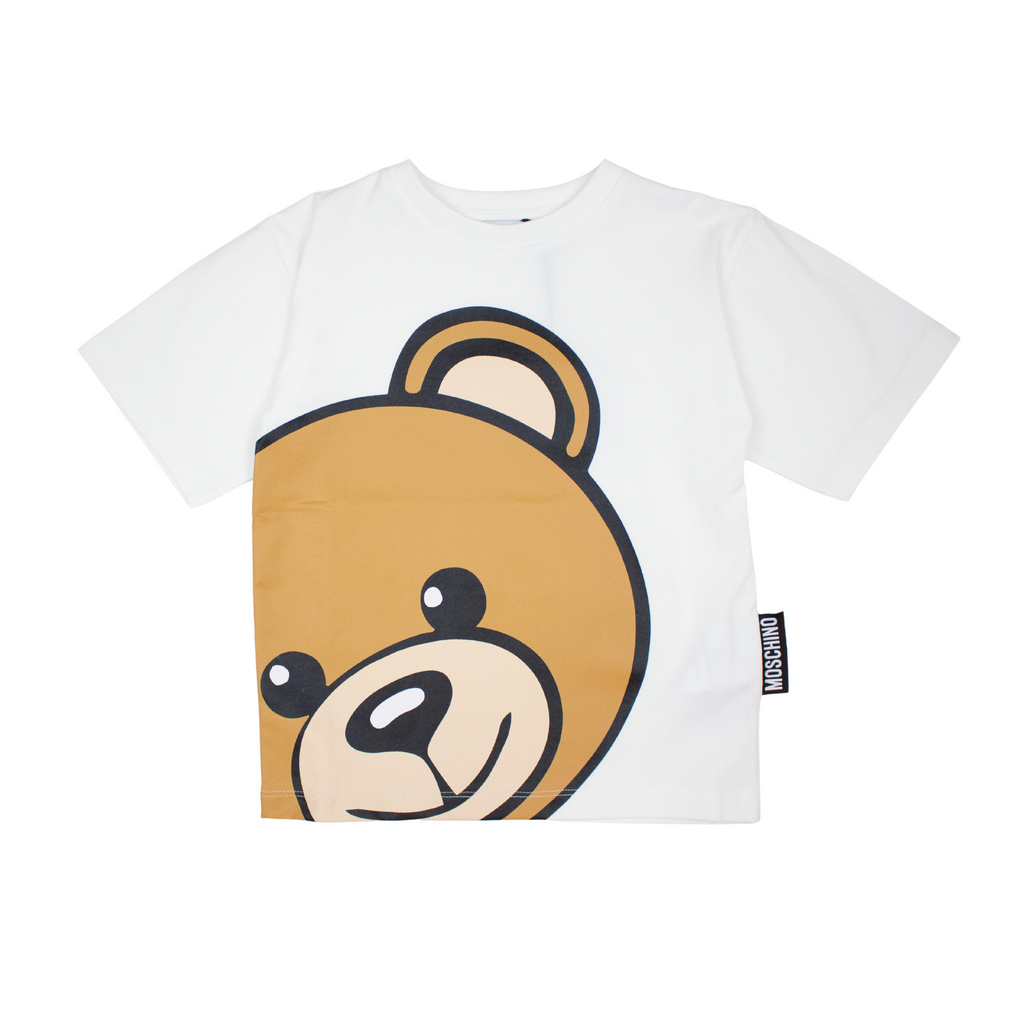 Moschino Kids Logo Bear Maxi T Shirt White