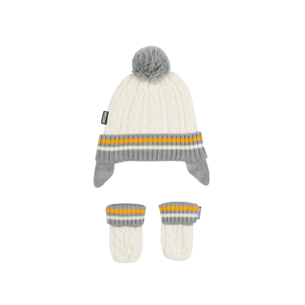Moschino Kids Baby Cable Knit Hat Set