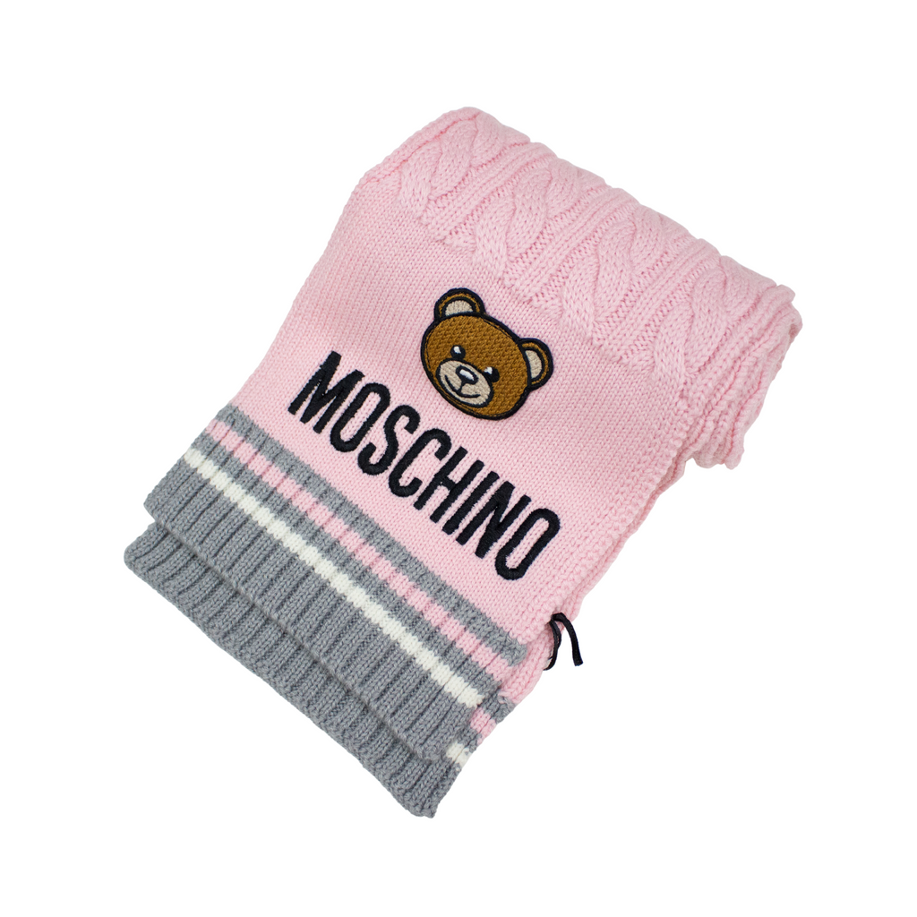 Moschino Kids Baby Logo Bear Scarf Pink