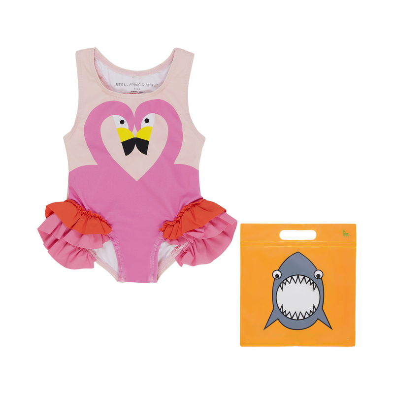Stella McCartney Kids Baby Girl Flamingo Frill Swimsuit Pink kids swimwear one-pieces Stella McCarney Kids   