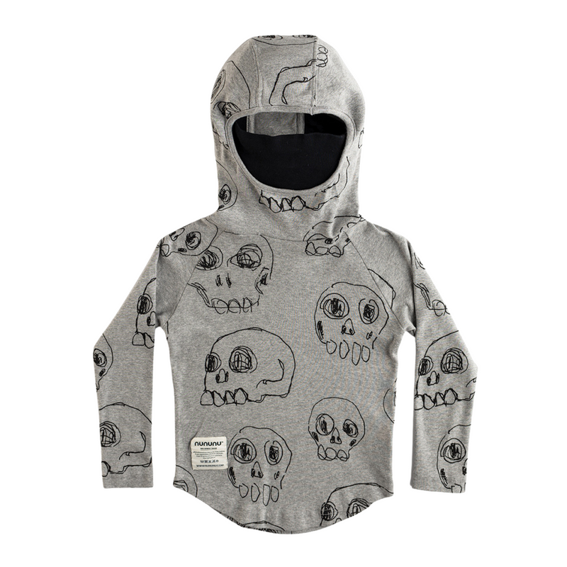 Nununu World Scribbled Skulls Ninja Shirt Grey kids sweatshirts Nununu World   