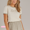Rylee and Cru Women Ringer Tee Lucky women T shirts Rylee And Cru   