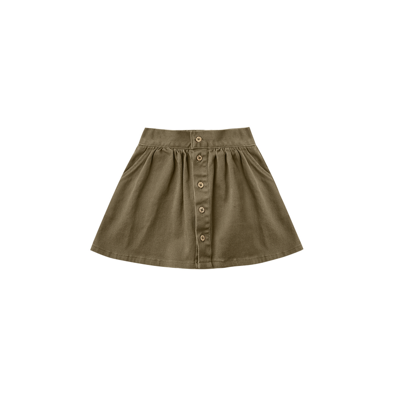 Rylee and Cru Button Front Mini Skirt Olive kids skirts Rylee And Cru   