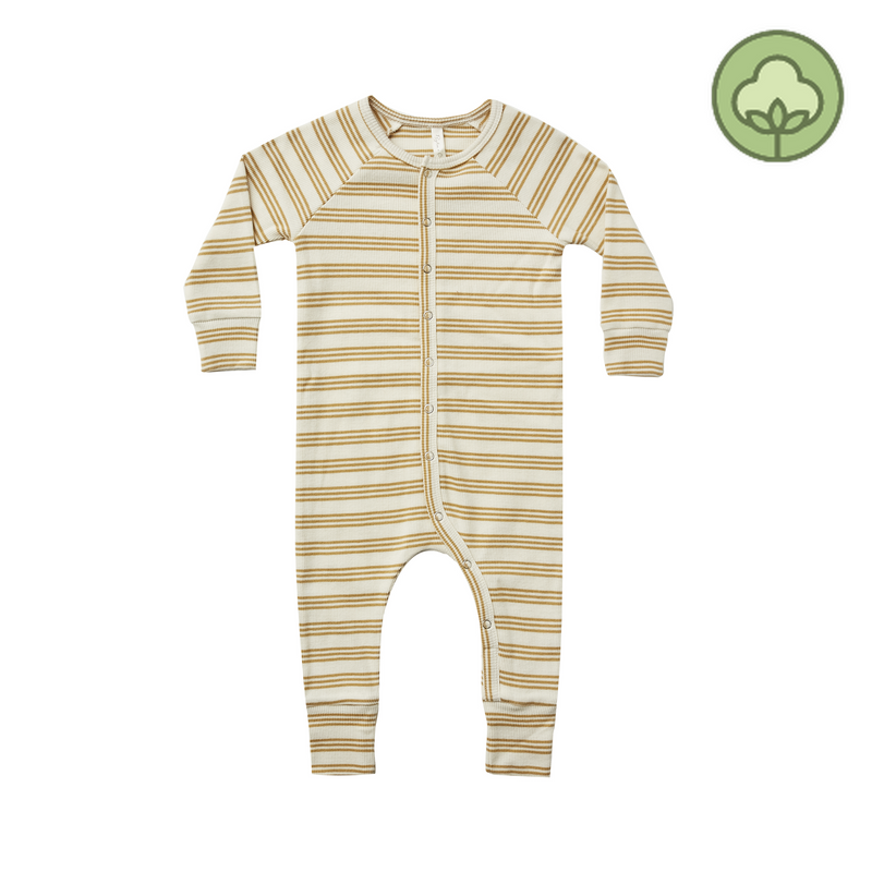 Rylee and Cru Ribbed Long John Pajamas Gold Stripe baby pajamas Rylee And Cru   