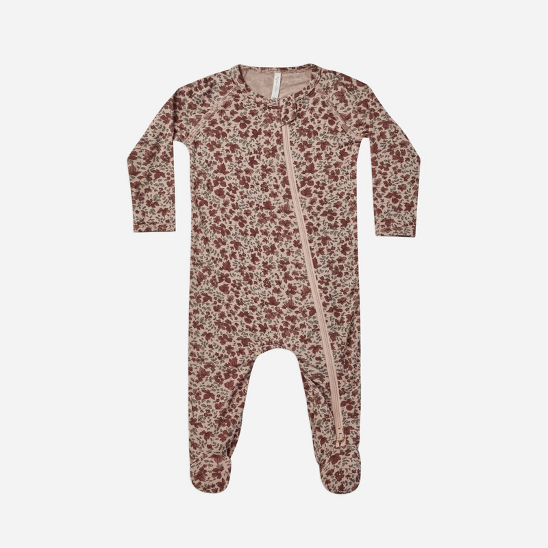 Rylee + Cru Footed Pajamas || mahogany floral