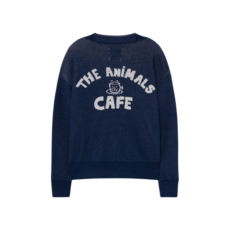 The Animals Observatory Navy Plain Racoon Cardigan kids cardigans The Animals Observatory   