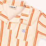  CARLIJNQ stripes flame - loose polo t-shirt wt embroideries