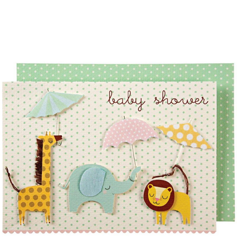 Meri Meri Animals & Umbrellas Baby Shower Card kids party Meri Meri   