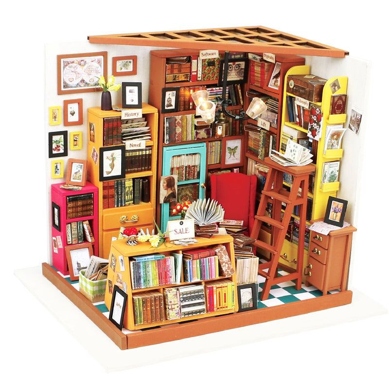 Hands Craft Sam's Study Room DIY Miniature Dollhouse Kit-DG102