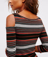 Free People Rory Striped Cold-Shoulder Top Top Free People XS orange 
