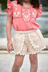 Louise Misha Shorts Saratoga Blush Psyche Lurex kids shorts Louise Misha   