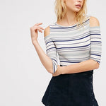 Free People Rory Striped Cold-Shoulder Top