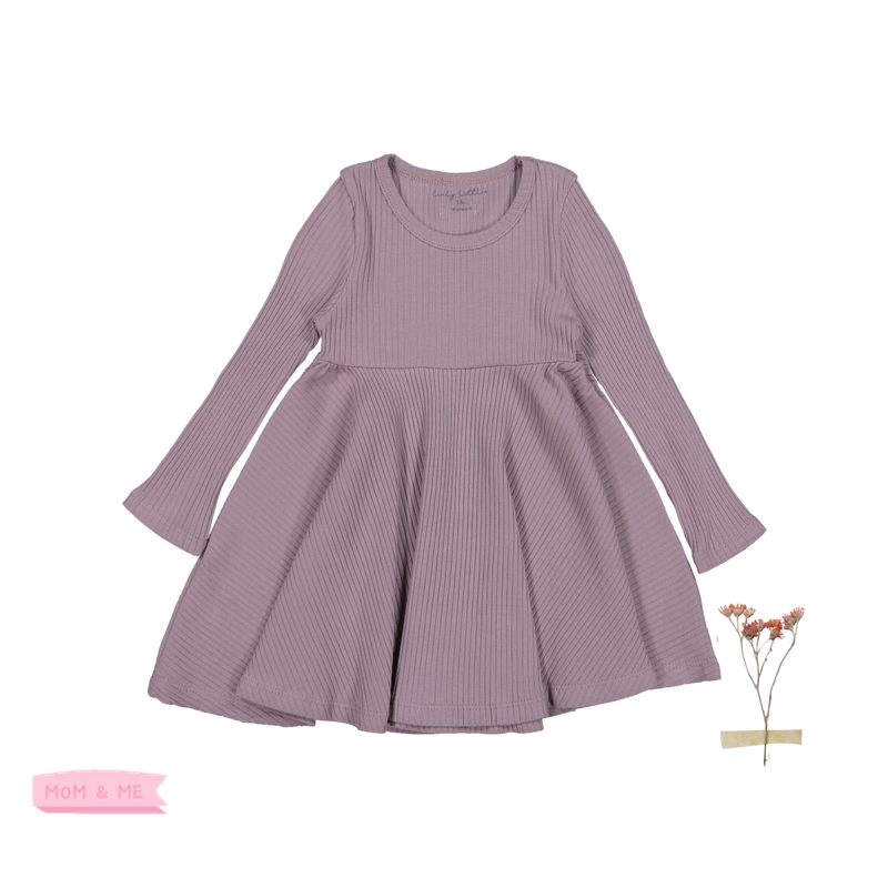 Lovley Littles The Ribbed Long Sleeve Dress Violet kids dresses Lovely Littles   