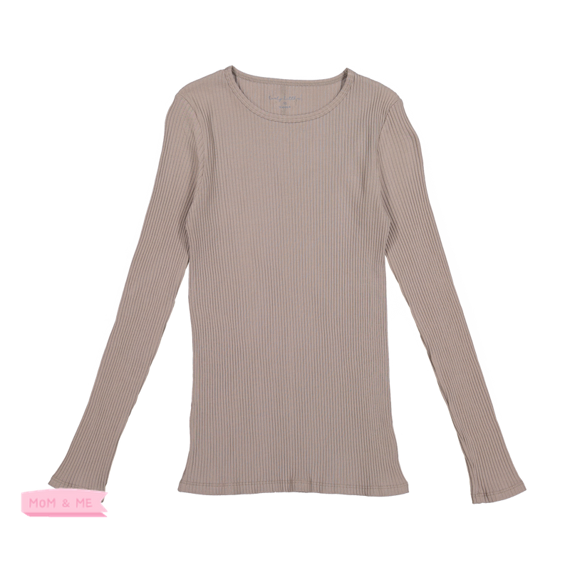 Lovley Littles The Ribbed Women's Tee Taupe